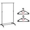 Kledingrek met kleding hangers - enkele stang - kunststof - zwart - 80 x 42 x 160 cm - Kledingrekken