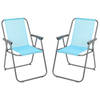 Sunnydays Picnic camping/strand stoel - 2x - aluminium - inklapbaar - blauw - L53 x B55 x H75 cm - Campingstoelen