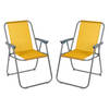 Sunnydays Picnic camping/strand stoel - 2x - aluminium - inklapbaar - geel - L53 x B55 x H75 cm - Campingstoelen