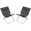 Sunnydays Havana camping/strand stoel - 2x - aluminium - inklapbaar - grijs - L49 x B62 x H61 cm - Campingstoelen