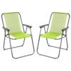 Sunnydays Picnic camping/strand stoel - 4x - aluminium - inklapbaar - groen - L53 x B55 x H75 cm - Campingstoelen