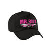 Foute party pet / baseball cap Mr. fout roze op zwart voor heren - Verkleedhoofddeksels