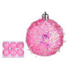 Krist+ kerstballen - 6x stuks - roze - kunststof - glitter - Kerstbal