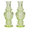 Kaarsen kandelaar Venice - 2x - gekleurd glas - ribbel lichtgroen - D5,7 x H15 cm - kaars kandelaars