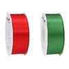 Satijn cadeau inpak deco sierlint rood en groen 25 meter x 0.4 cm - Cadeaulinten