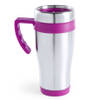 Warmhoudbeker/thermos isoleer koffiebeker/mok - RVS - zilver/roze - 450 ml - Thermosbeker