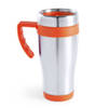 Warmhoudbeker/thermos isoleer koffiebeker/mok - RVS - zilver/oranje - 450 ml - Thermosbeker