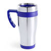 Warmhoudbeker/thermos isoleer koffiebeker/mok - RVS - zilver/blauw - 450 ml - Thermosbeker