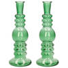 Ideas 4 Seasons Bloemenvaas Florence - 2x - groen glas - helder - D8,5 x H23 cm - Vazen