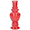 Kaarsen kandelaar Venice - gekleurd glas - helder koraal rood - D5,7 x H15 cm - kaars kandelaars