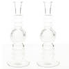 Kaarsen kandelaar Florence -2x- transparant glas - ribbel - D8,5 x H23 cm - kaars kandelaars