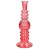 Ideas 4 Seasons Bloemenvaas Florence - koraal rood glas - ribbel - D8,5 x H23 cm - Vazen