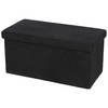 Urban Living Poef Square BOX - hocker - opbergbox - zwart - polyester/mdf - 76 x 38 x 38 cm - opvouwbaar - Poefs