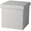 Urban Living Poef/hocker - opbergbox zit krukje - lichtgrijs - polyester/mdf - 38 x 38 cm - opvouwbaar - Poefs