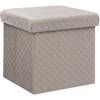 Atmosphera Poef/hocker/voetenbankje - opbergbox - fluweel beige - PO/MDF - 31 x 31 x 31 cm - Poefs