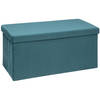 Atmosphera Poef/hocker/voetenbankje - opbergbox - fluweel blauw - PO/MDF - 38 x 38 x 76 cm - Poefs