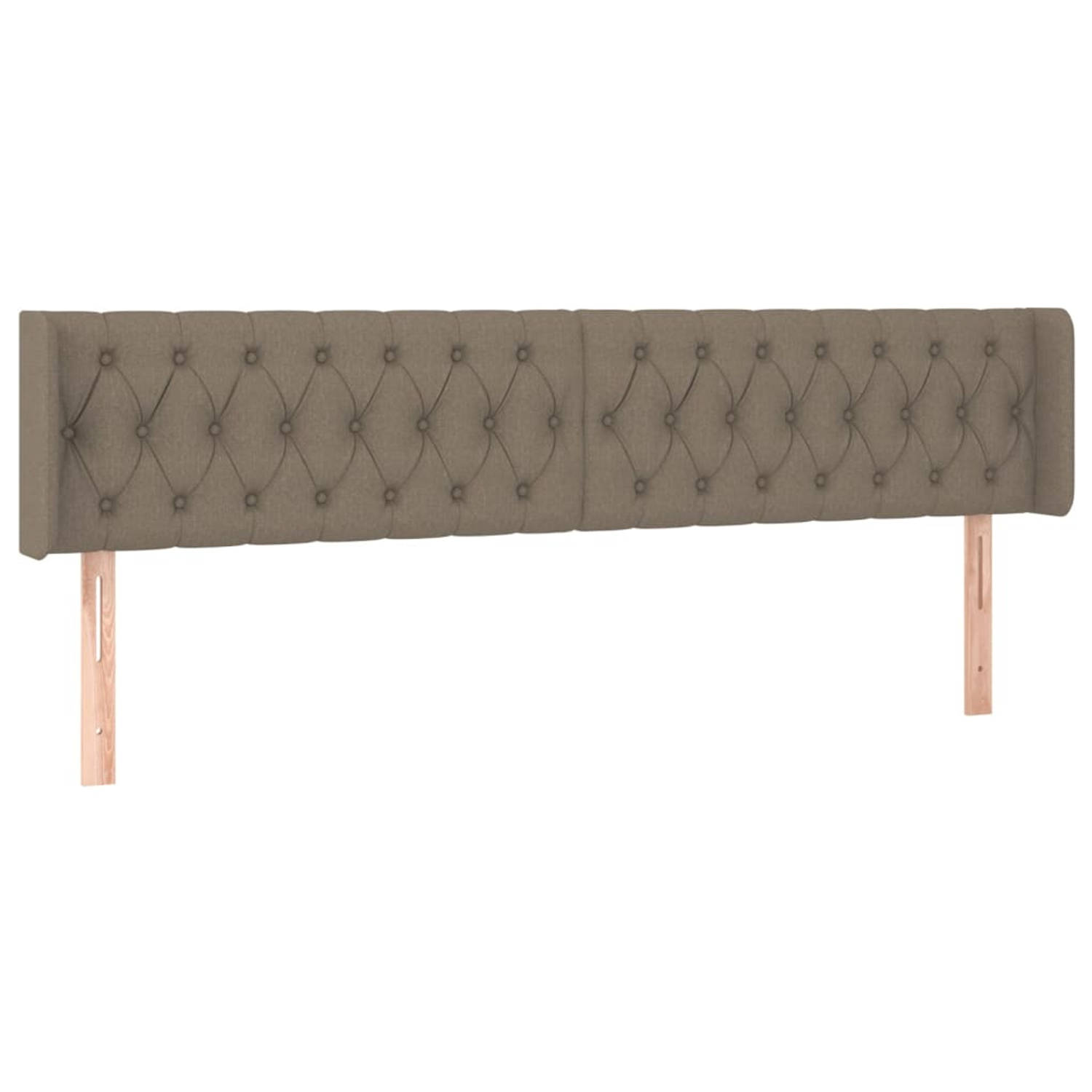 The Living Store Hoofdbord met randen 203x16x78/88 cm stof taupe - Bedonderdeel