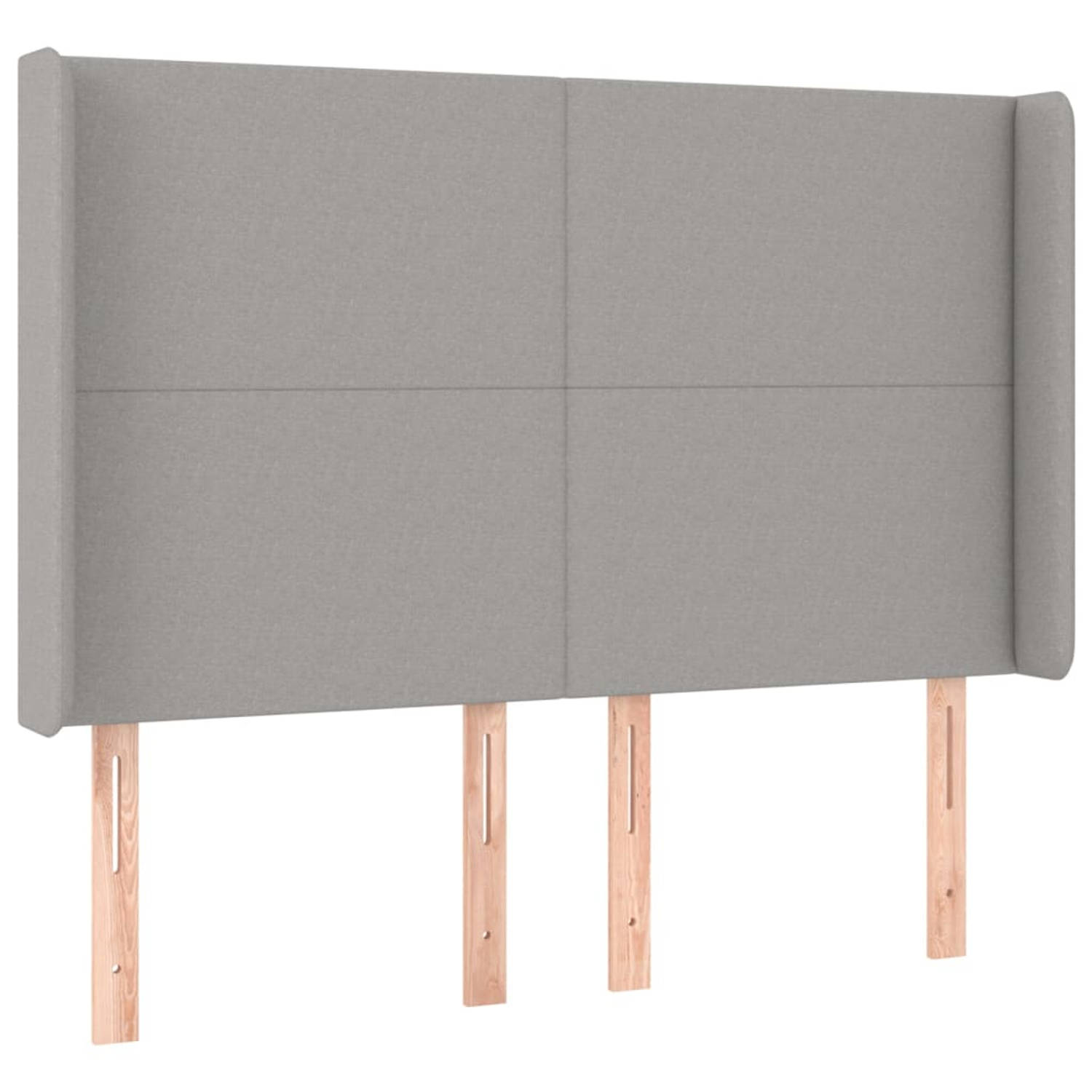 The Living Store Hoofdbord met randen 147x16x118/128 cm stof lichtgrijs - Bedonderdeel