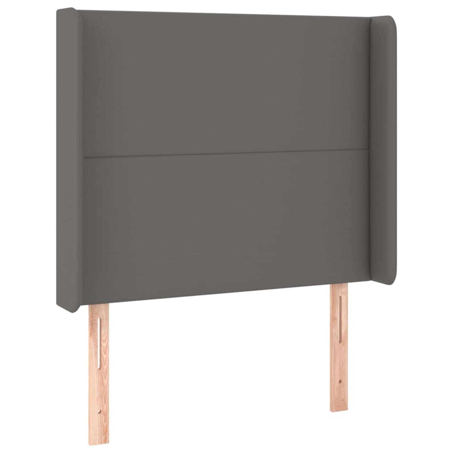 The Living Store Hoofdbord met randen 83x16x118/128 cm kunstleer grijs - Bedonderdeel