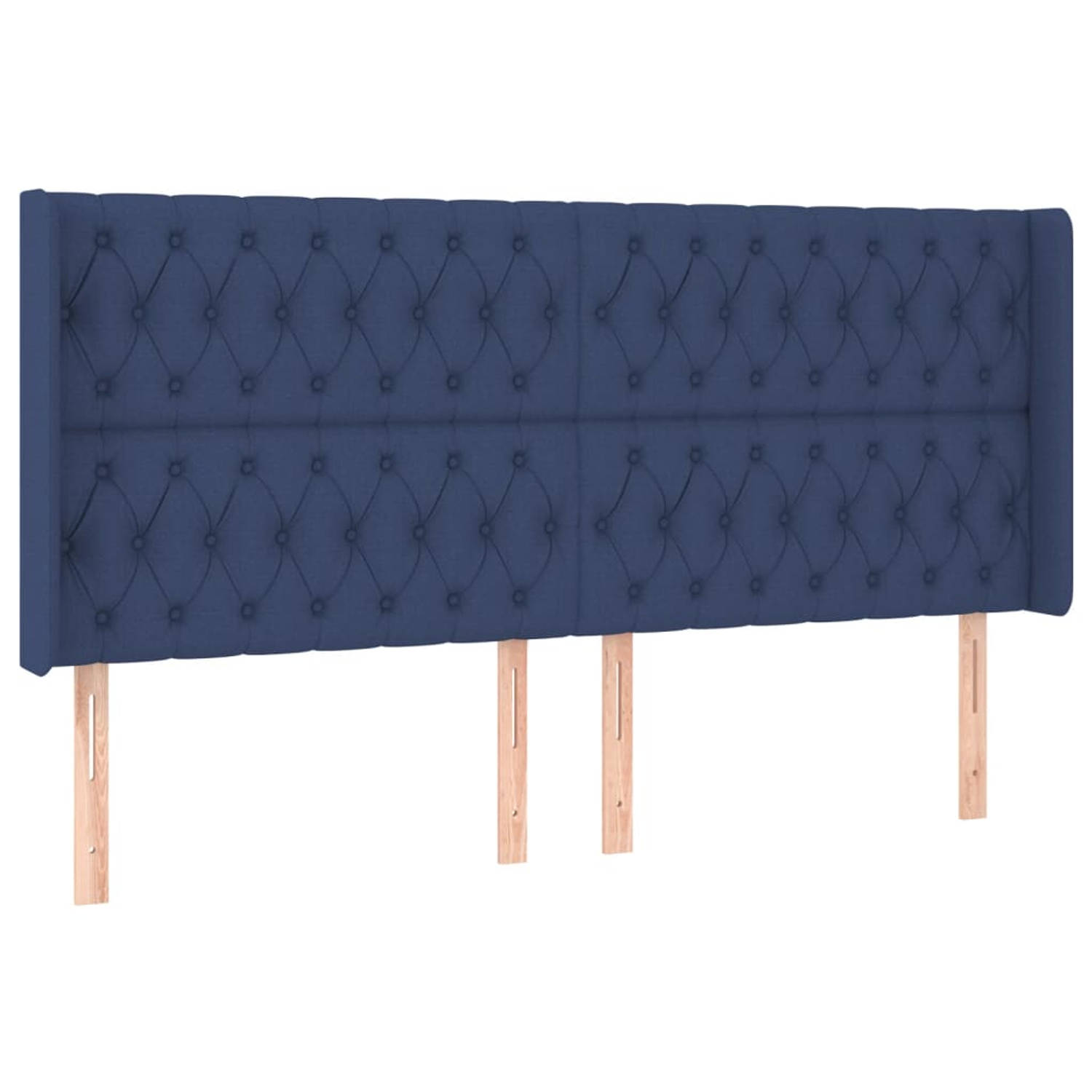 The Living Store Hoofdbord met randen 183x16x118/128 cm stof blauw - Bedonderdeel