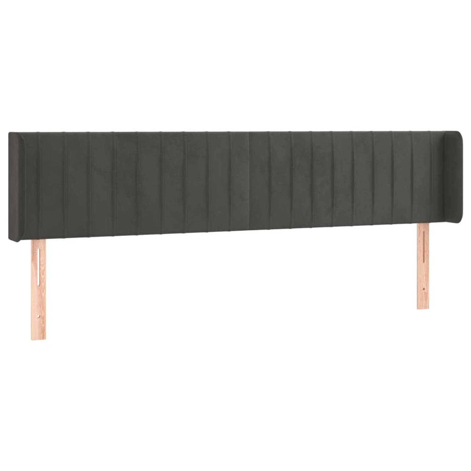 The Living Store Hoofdeind Trendy - Stoffen Hoofdbord - 203x16x78/88cm - Donkergrijs