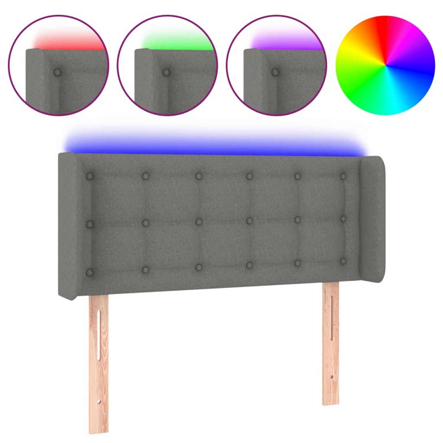 The Living Store LED-hoofdbord Classic - Hoogte verstelbaar - Comfortabele ondersteuning - Kleurrijke LED-verlichting - Duurzaam - IP65 - 83x16x78/88 cm