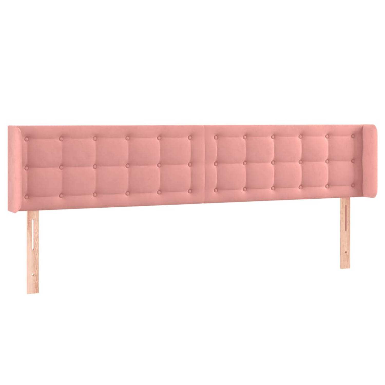 The Living Store Hoofdbord met randen 183x16x78/88 cm fluweel roze - Bedonderdeel