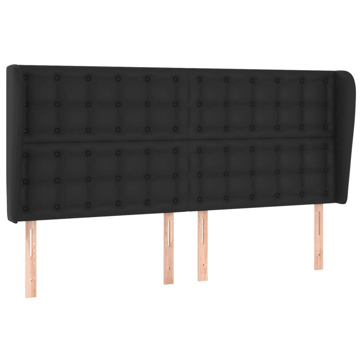 The Living Store Hoofdbord met randen 163x23x118/128 cm kunstleer zwart - Bedonderdeel