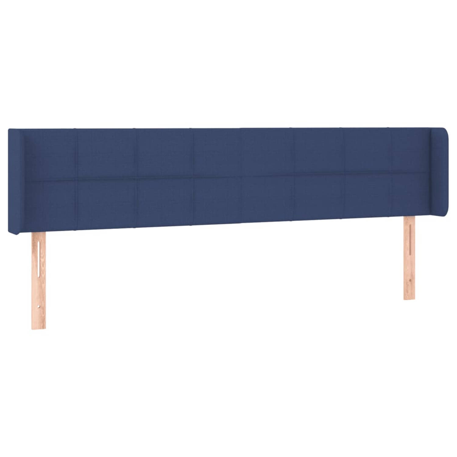 The Living Store Hoofdbord met randen 203x16x78/88 cm stof blauw - Bedonderdeel