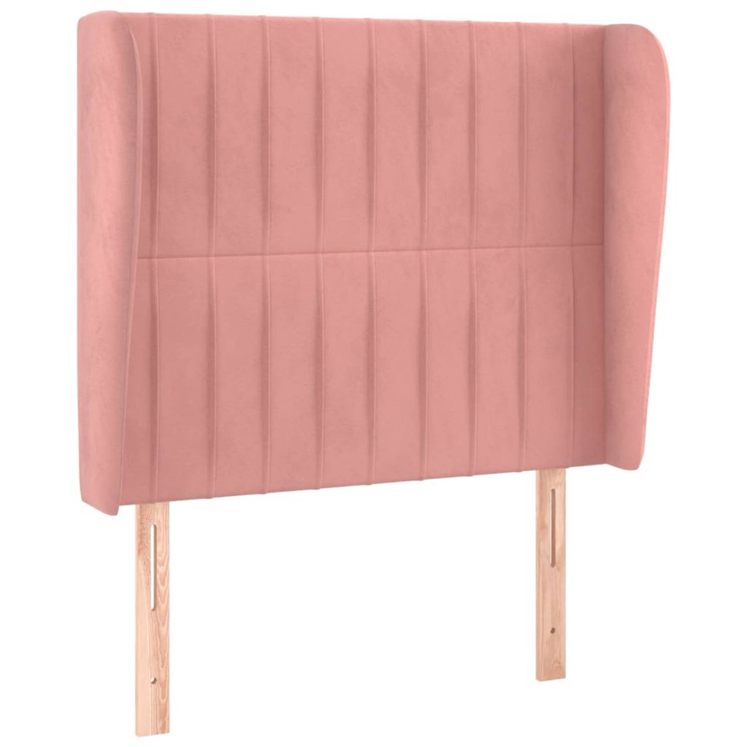 The Living Store Hoofdbord met randen 83x23x118/128 cm fluweel roze - Bedonderdeel