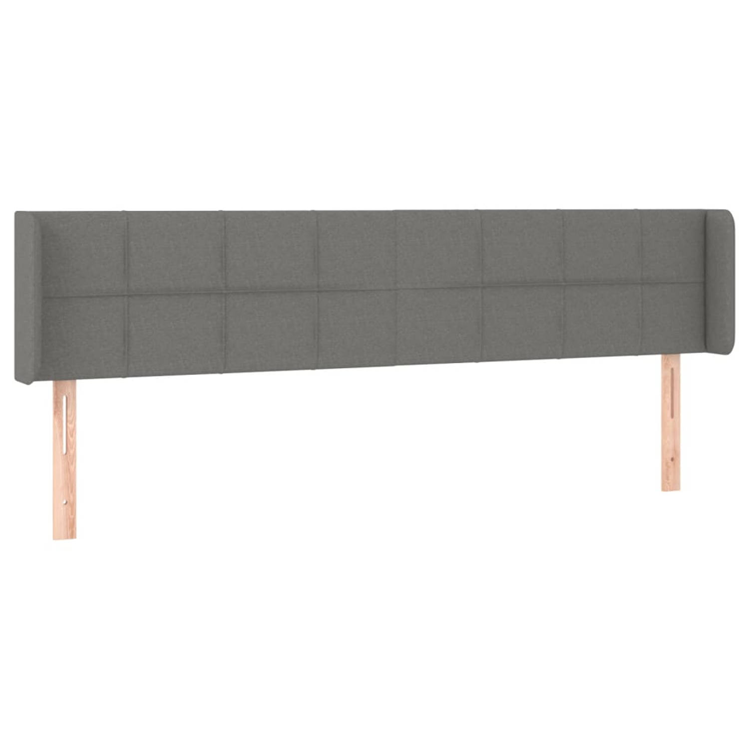 The Living Store Hoofdeind Bed - Donkergrijs - 203 x 16 x 78/88 cm - Stof - hout