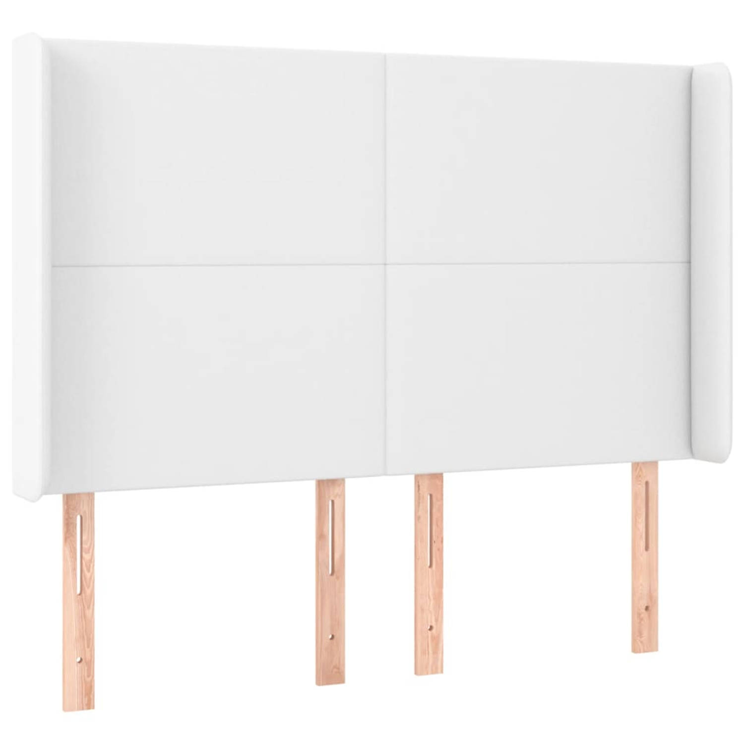 The Living Store Hoofdbord met randen 147x16x118/128 cm kunstleer wit - Bedonderdeel