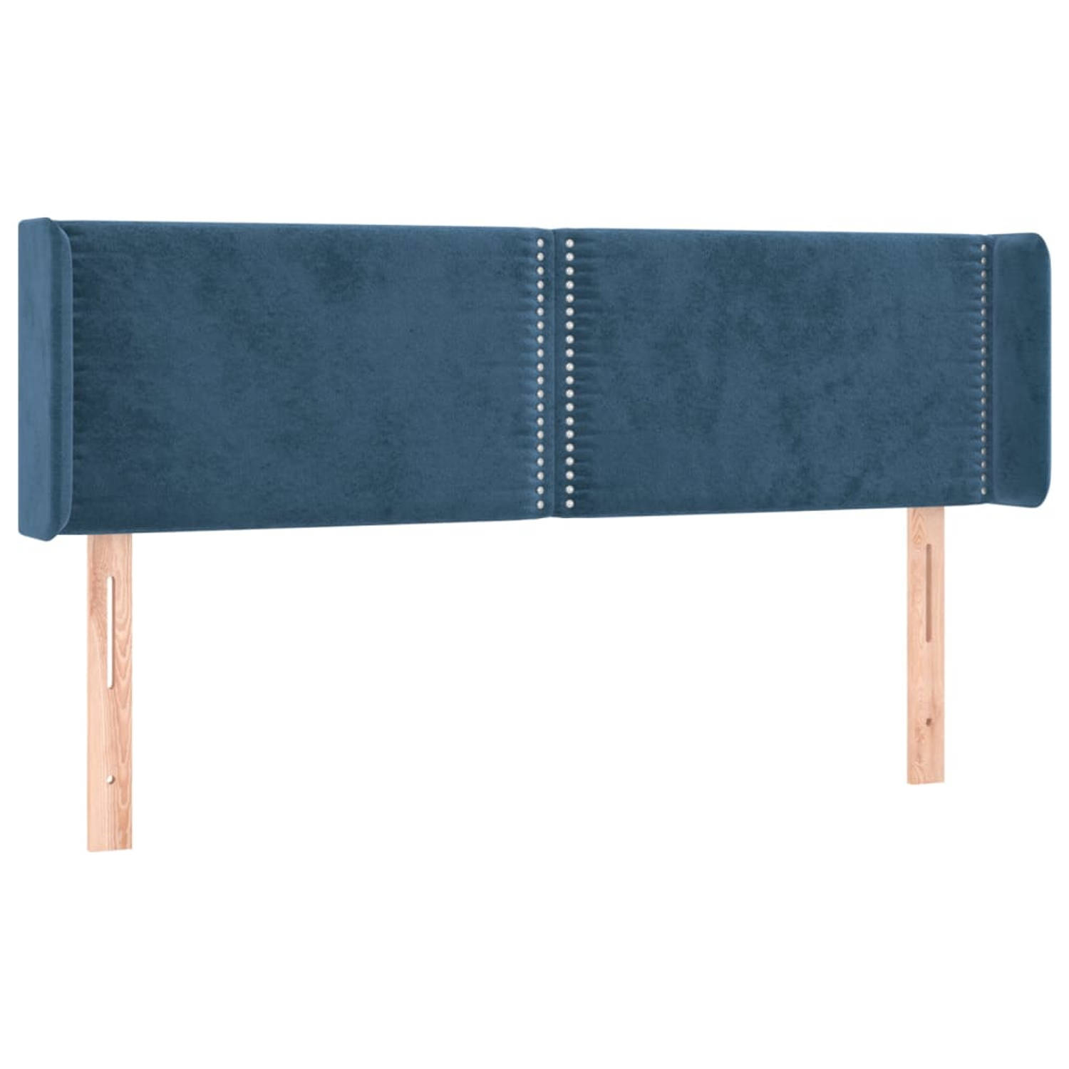 The Living Store Klassiek Hoofdbord - Donkerblauw - Stof - 147 x 16 x 78/88 cm - Fluweel - Stevige Poten