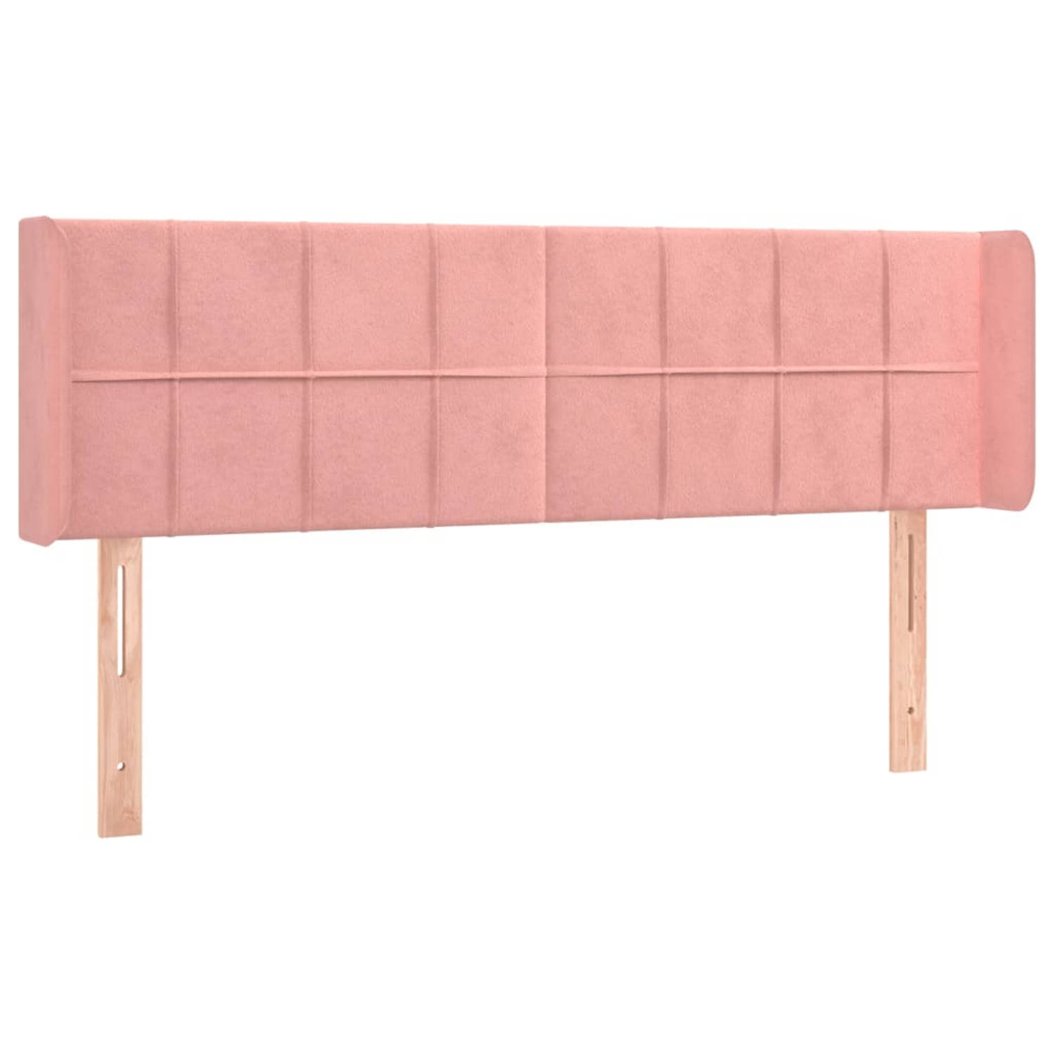 The Living Store Hoofdbord met randen 147x16x78/88 cm fluweel roze - Bedonderdeel