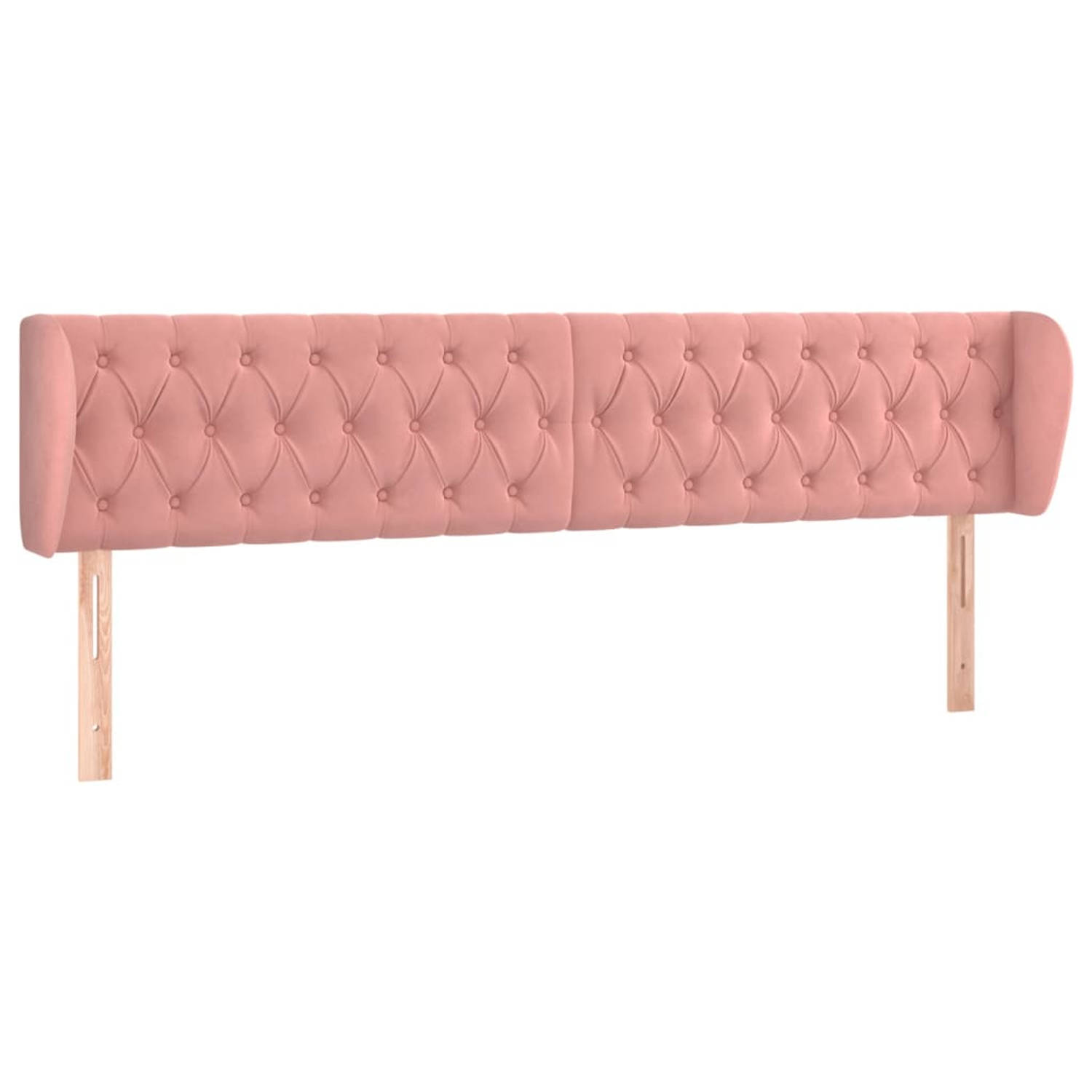 The Living Store Hoofdbord met randen 203x23x78/88 cm fluweel roze - Bedonderdeel