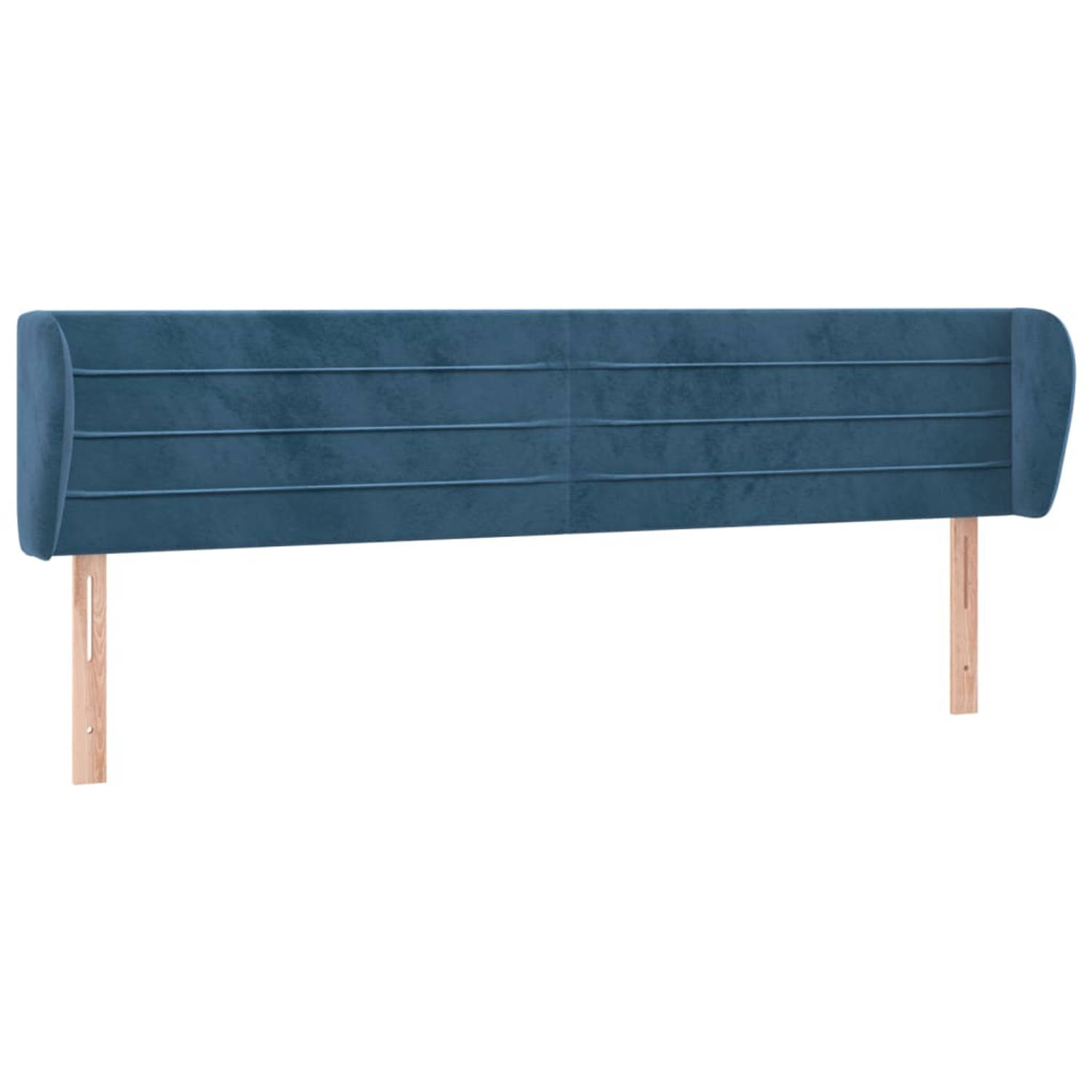 The Living Store Hoofdbord - Klassiek - Bed - Afmetingen- 203 x 23 x 78/88 cm - Kleur- Donkerblauw - Kenen- Zacht fluweel - Stevige en stabiele poten - Verstelbare hoogte - Comfort