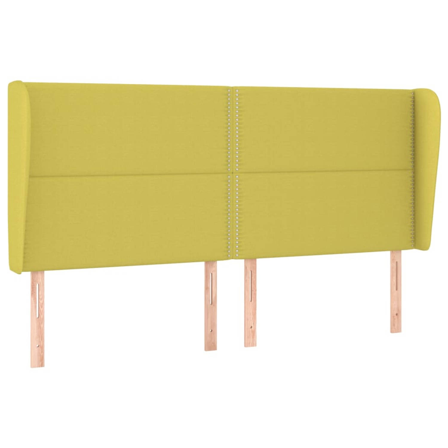 The Living Store Hoofdbord met randen 163x23x118/128 cm stof groen - Bedonderdeel