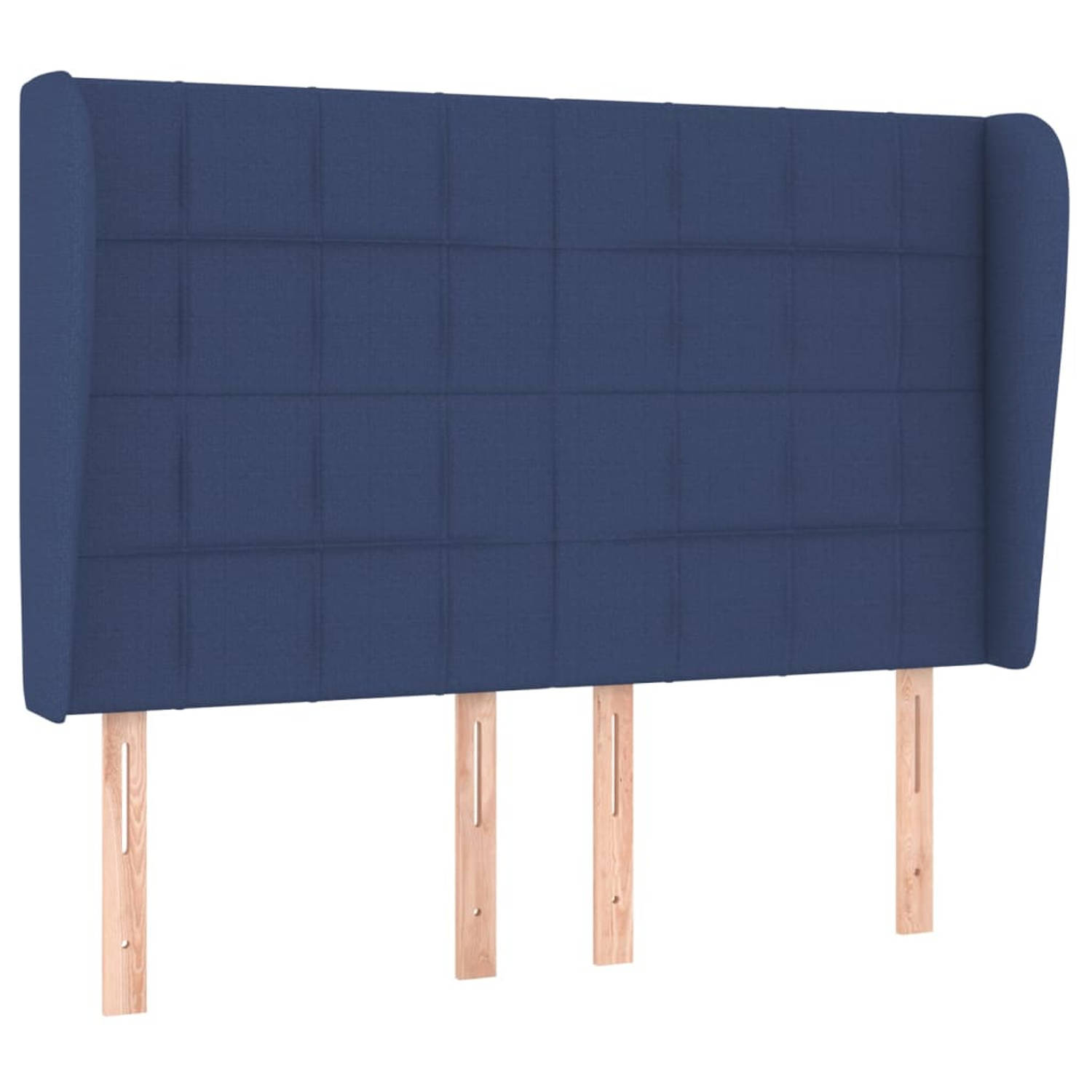 The Living Store Hoofdbord met randen 147x23x118/128 cm stof blauw - Bedonderdeel