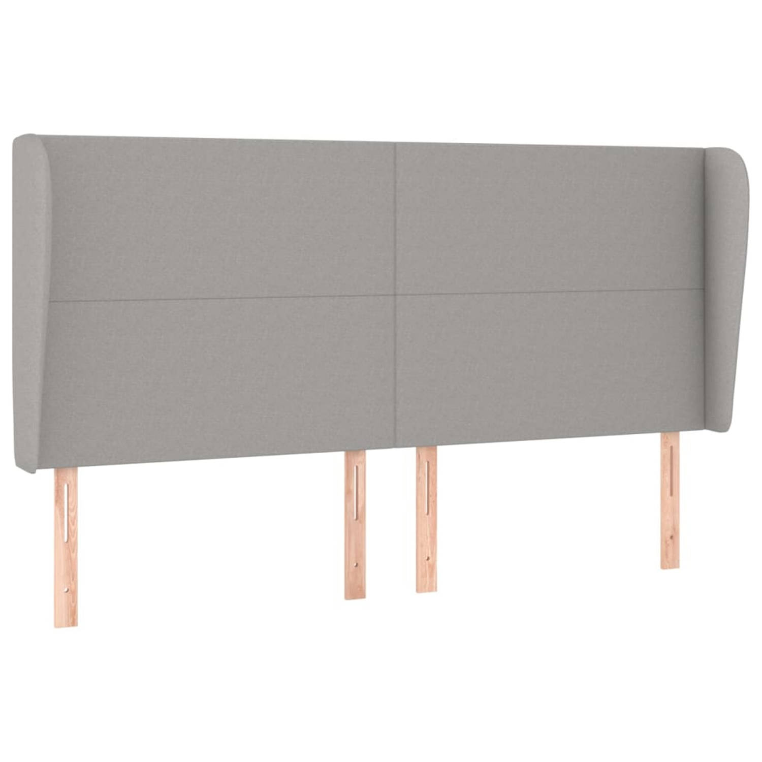 The Living Store Hoofdbord met randen 203x23x118/128 cm stof lichtgrijs - Bedonderdeel