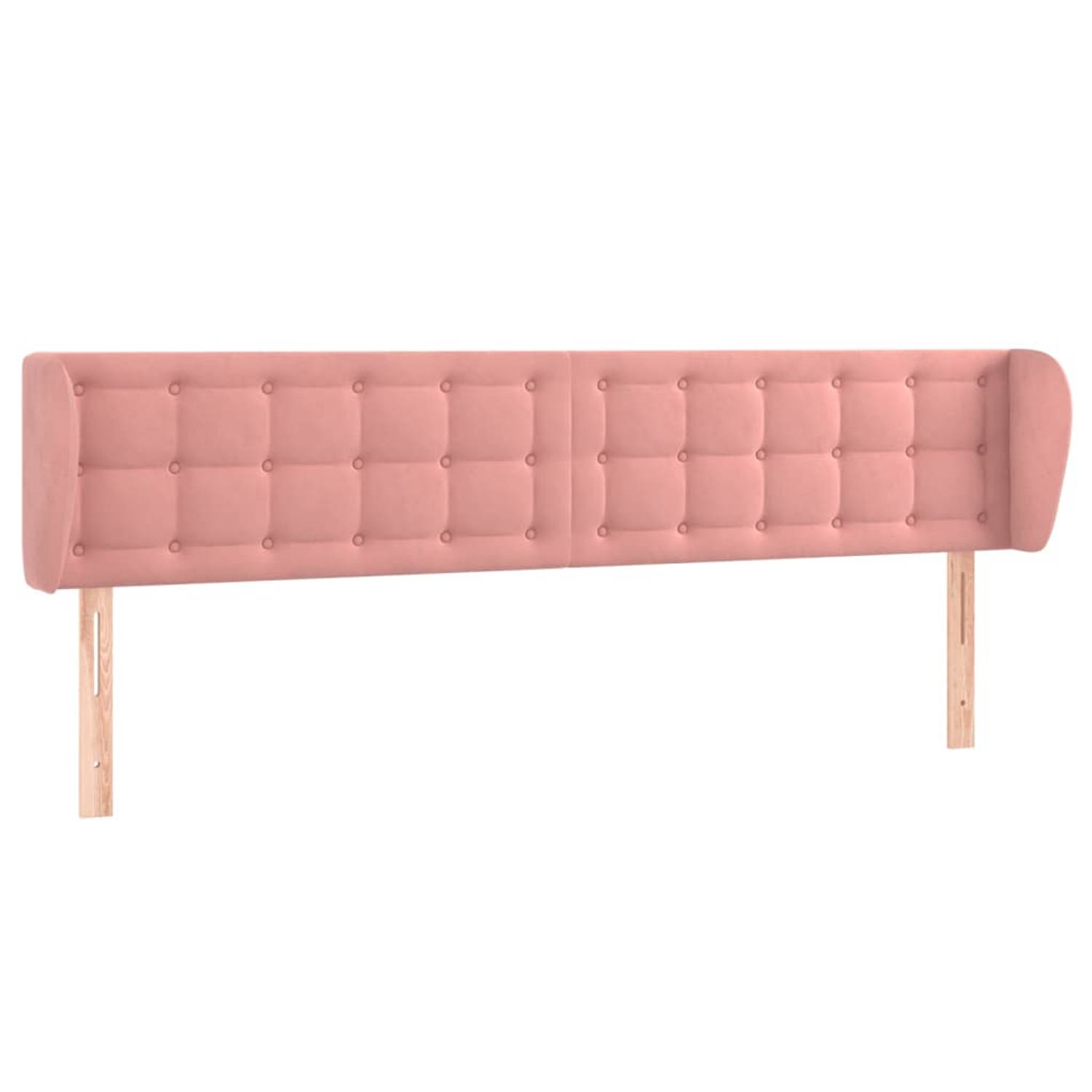The Living Store Hoofdbord met randen 163x23x78/88 cm fluweel roze - Bedonderdeel