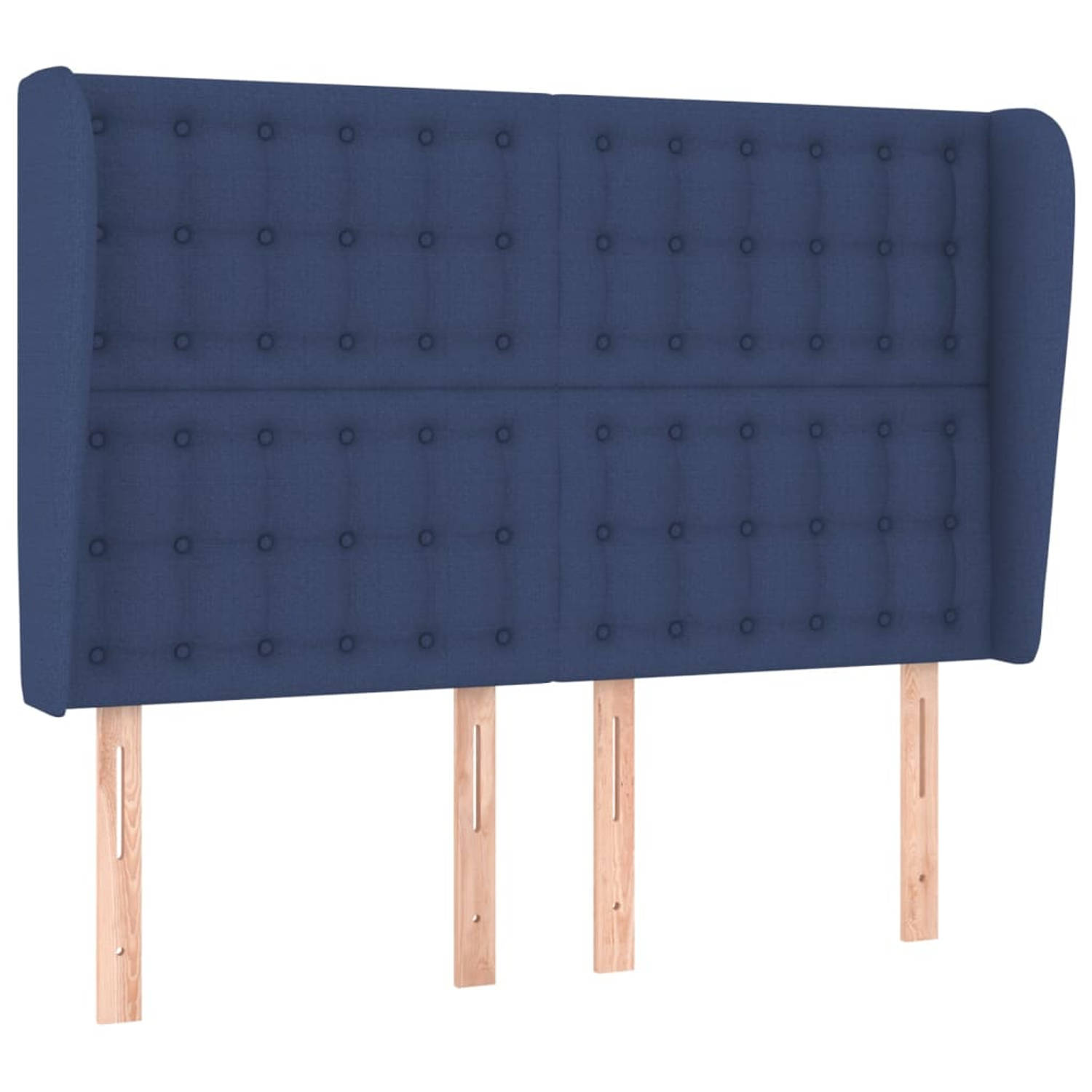 The Living Store Hoofdbord - Hoofdeinde voor Bedombouw - Verstelbare Hoogte - Comfortabele Ondersteuning - Blauw Polyester - 147 x 23 x 118/128 cm