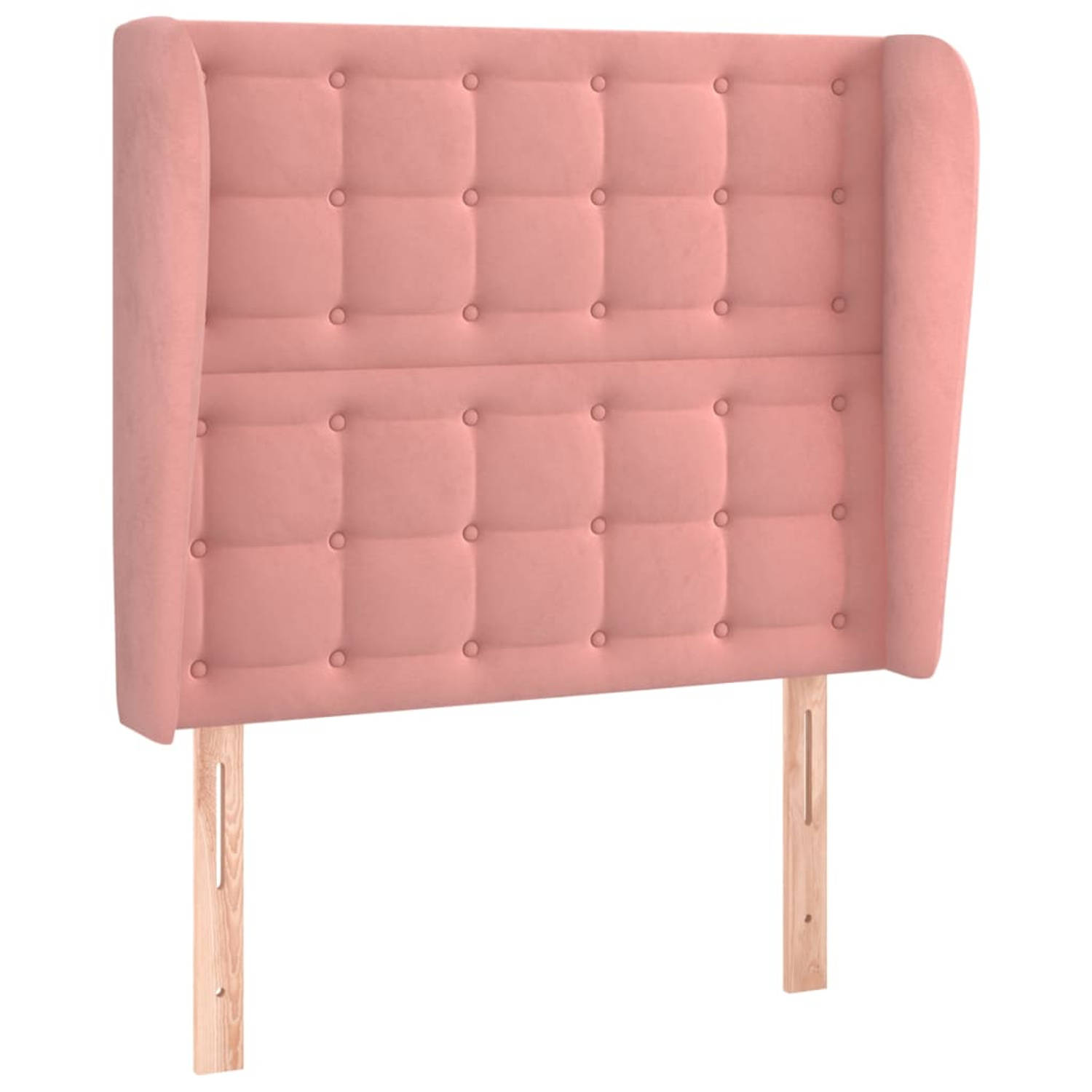 The Living Store Hoofdbord met randen 83x23x118/128 cm fluweel roze - Bedonderdeel
