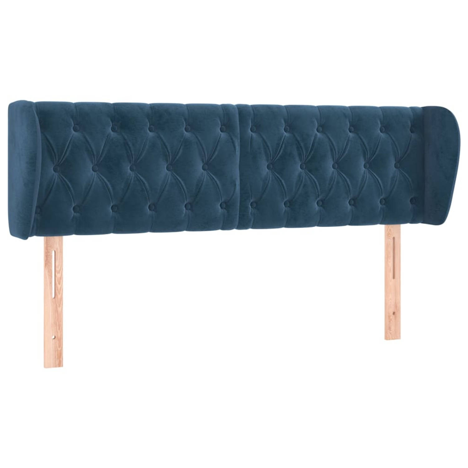 The Living Store Hoofdbord met randen 147x23x78/88 cm fluweel donkerblauw - Bedonderdeel