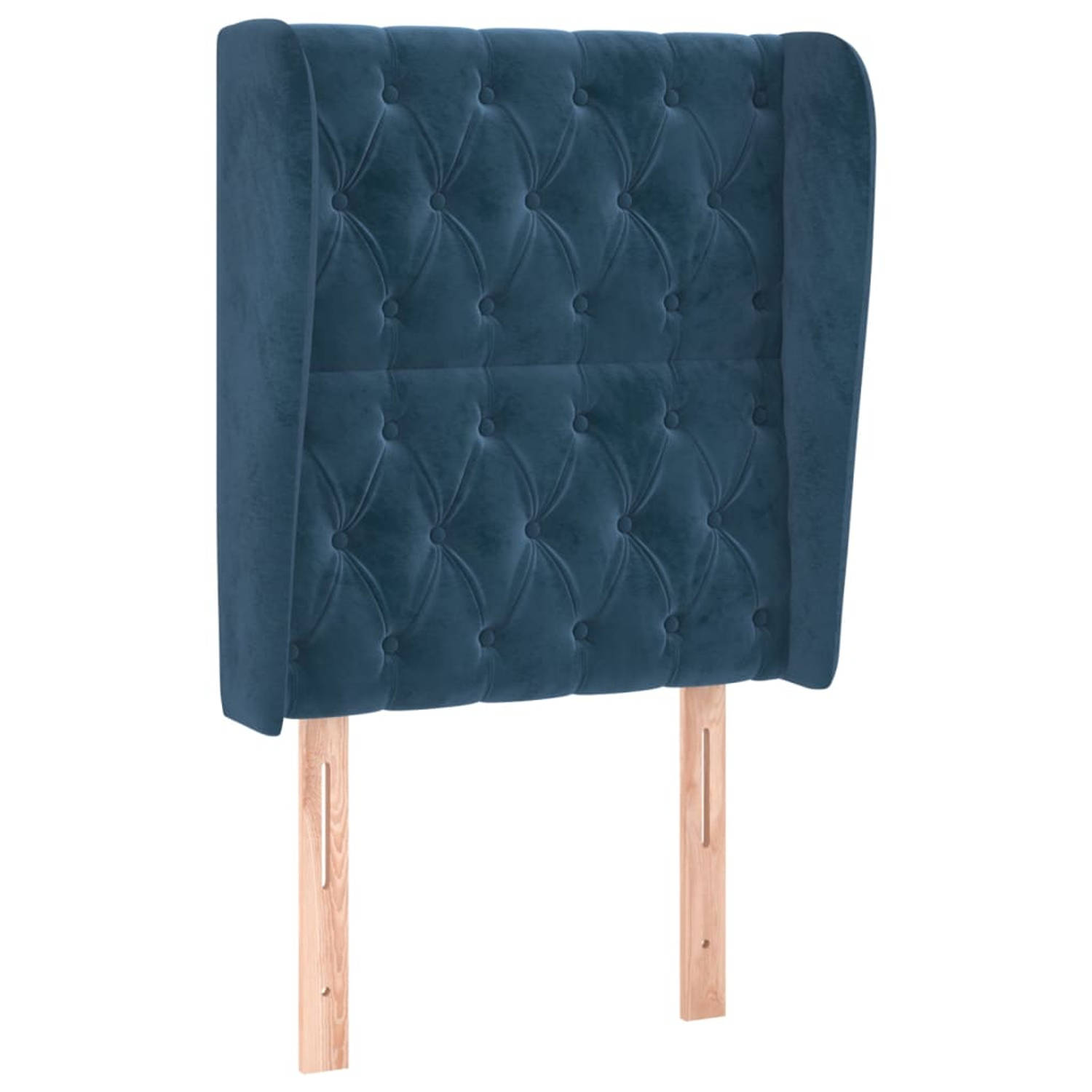 The Living Store Hoofdbord Donkerblauw Velvet - 83 x 23 x 118/128 cm - Stevige en stabiele poten