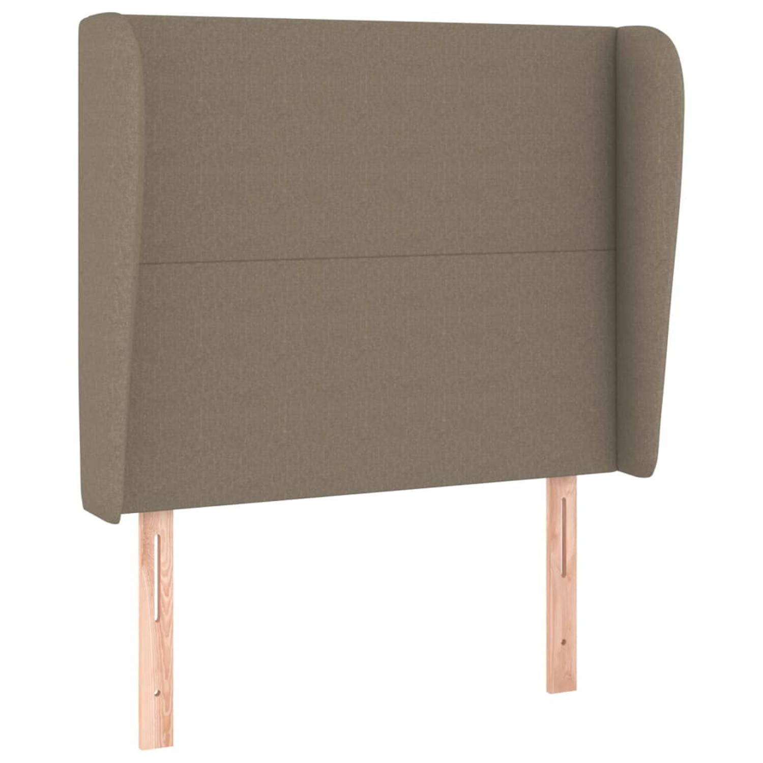 The Living Store Hoofdeind 93x23x118/128 cm - Taupe stof - Houten poten - Verstelbare hoogte