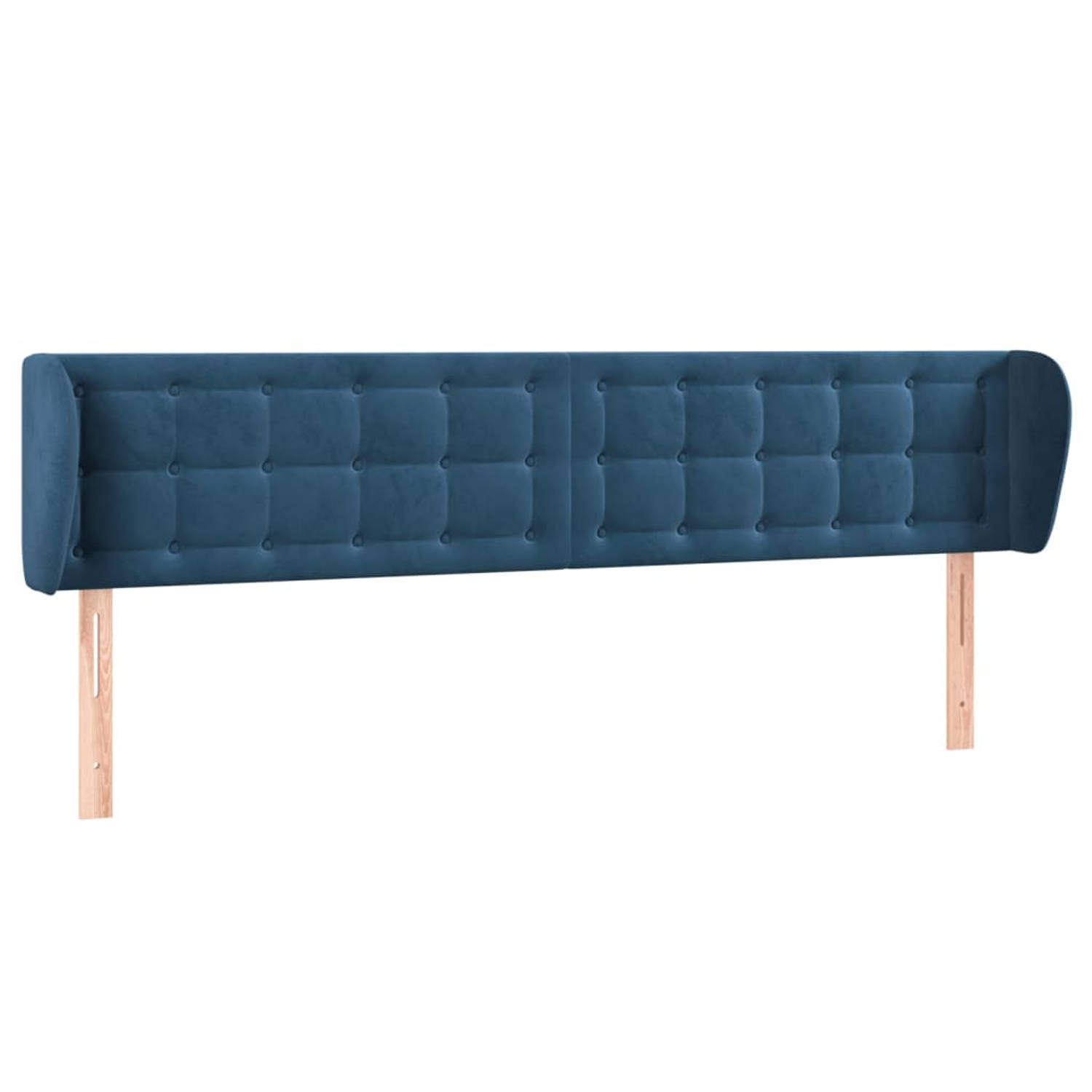 The Living Store Hoofdbord met randen 203x23x78/88 cm fluweel donkerblauw - Bedonderdeel