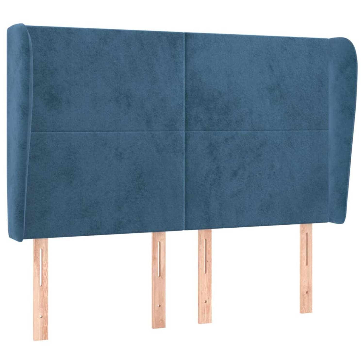 The Living Store Hoofdbord met randen 147x23x118/128 cm fluweel donkerblauw - Bedonderdeel