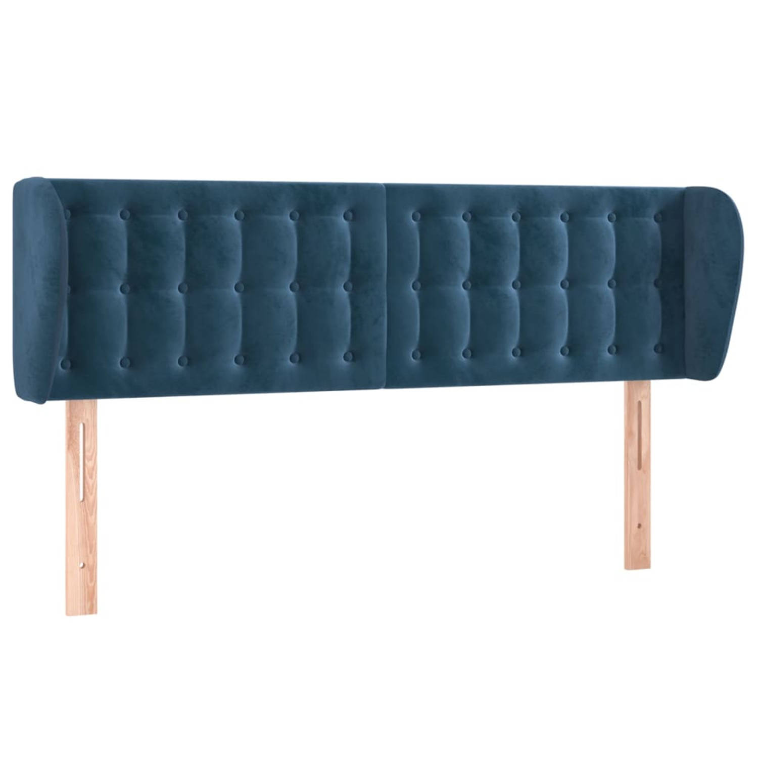 The Living Store Hoofdbord met randen 147x23x78/88 cm fluweel donkerblauw - Bedonderdeel