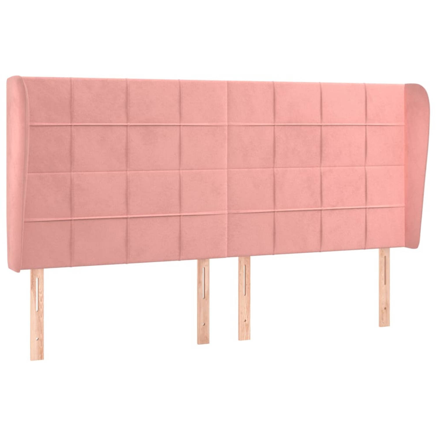 The Living Store Hoofdbord met randen 203x23x118/128 cm fluweel roze - Bedonderdeel