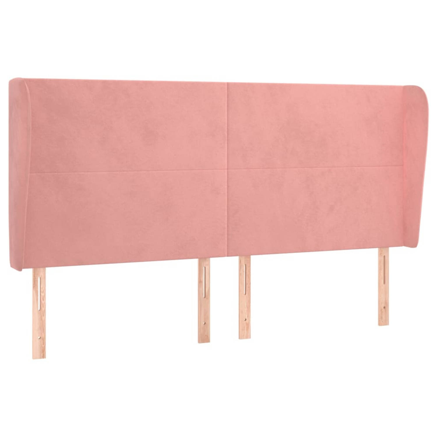 The Living Store Klassiek Hoofdbord Roze Fluweel - 203 x 23 x 118/128 cm - Stabiele poten - Verstelbare hoogte